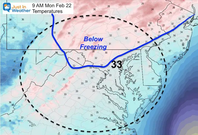 February 22 weather Monday morning