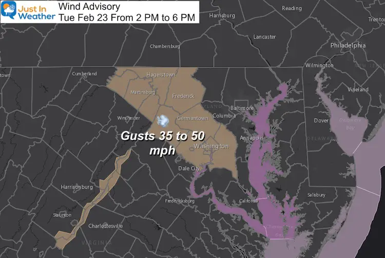 February 23 weather Wind Advisory