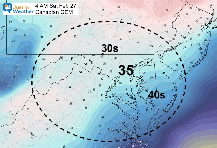 February 24 weather Saturday temperatures