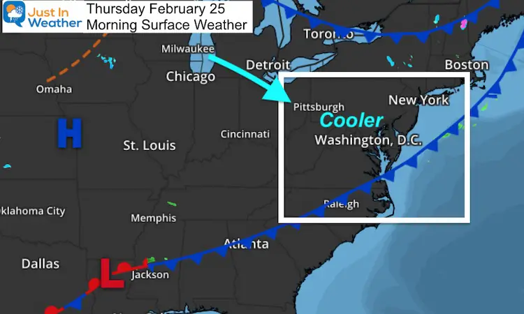 February 25 weather Thursday morning