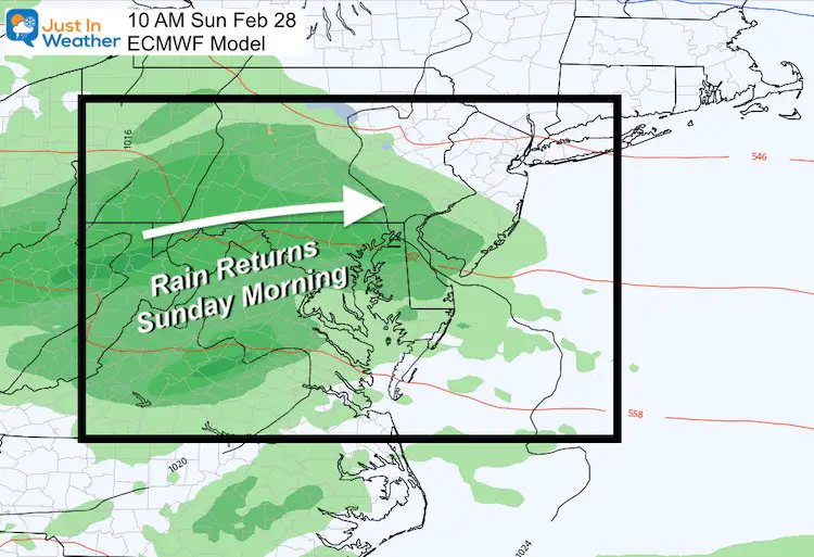 February 25 weather rain Sunday morning