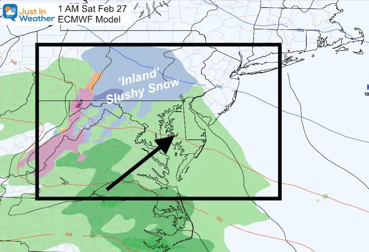 February 25 weather snow Saturday 1 AM