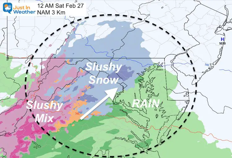 February 25 weather snow rain Friday night