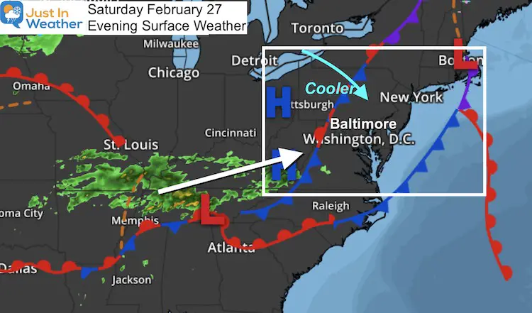 February 27 weather Saturday Evening