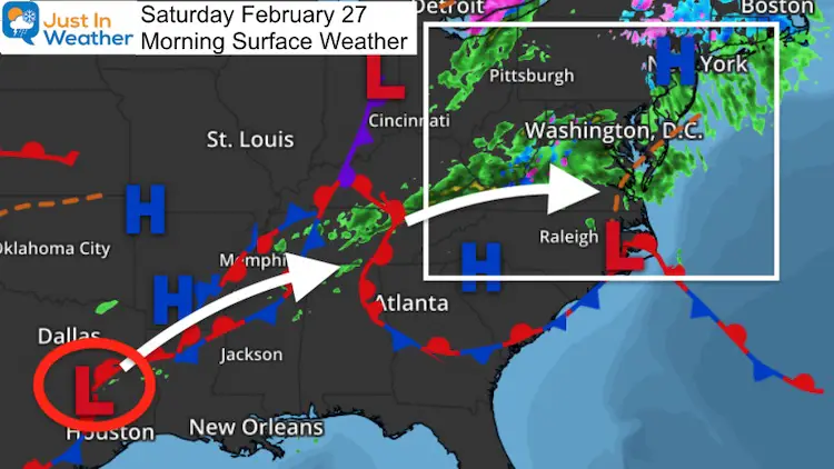 February 27 weather rain Saturday morning