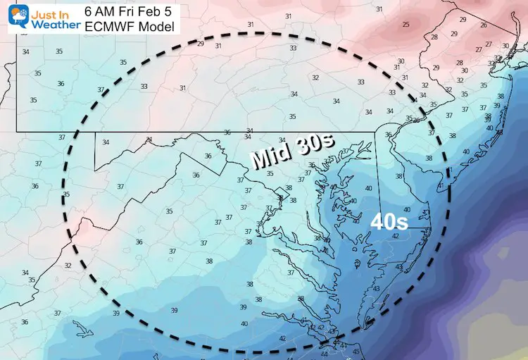 February 3 weather PM Friday Temperatures