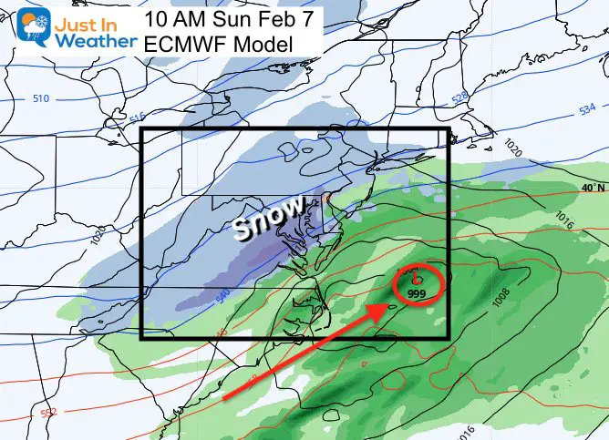 February 4 weather Sunday snow ECMWF