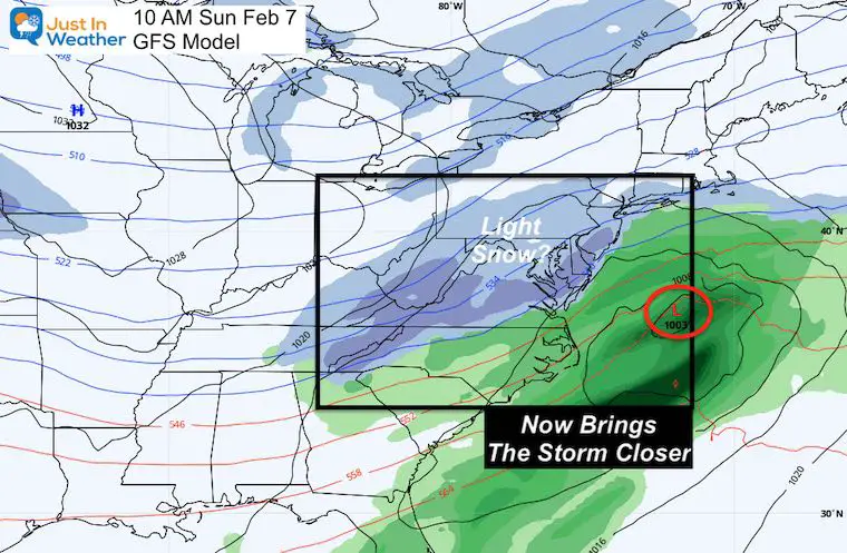 February 4 weather Superbowl Sunday snow GFS