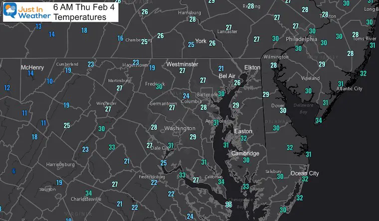 February 4 weather temperature morning