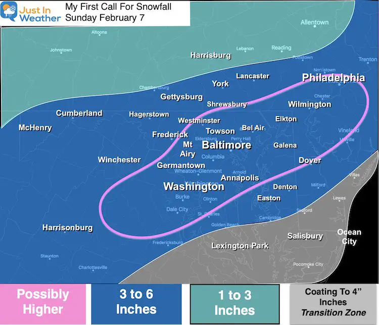 February 5 weather snow Total Sunday My First Call