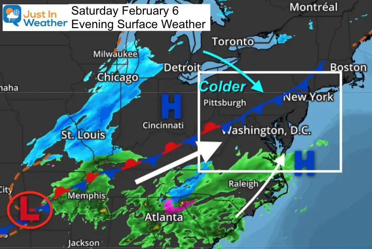 February 6 weather Saturday evening storm