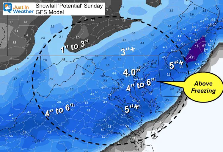 February 6 weather snow total Sunday GFS