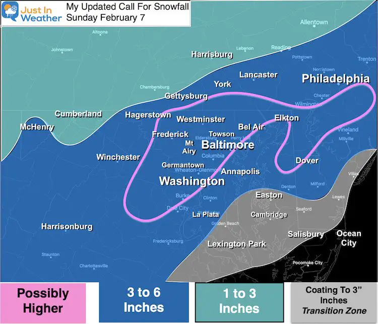 February 6 weather snowfall Sunday My Call