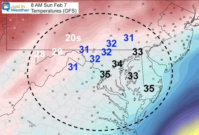 February 7 weather morning temperatures