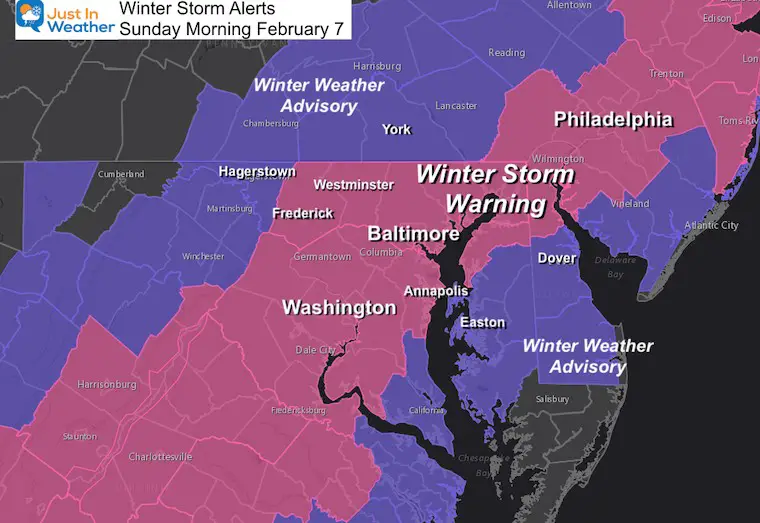 February 7 winter storm warning advisory