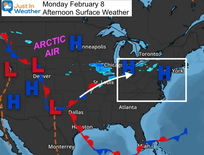 February 8 weather Monday afternoon