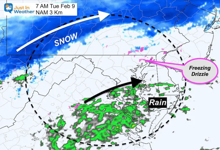 February 8 weather Tuesday snow morning MD