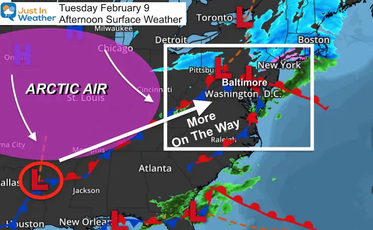 February 9 weather Tuesday 1 PM