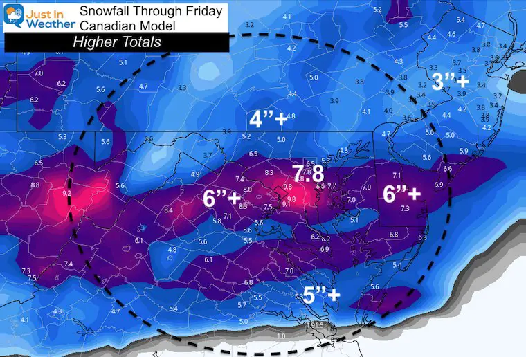 February 9 weather snowfall Canadian