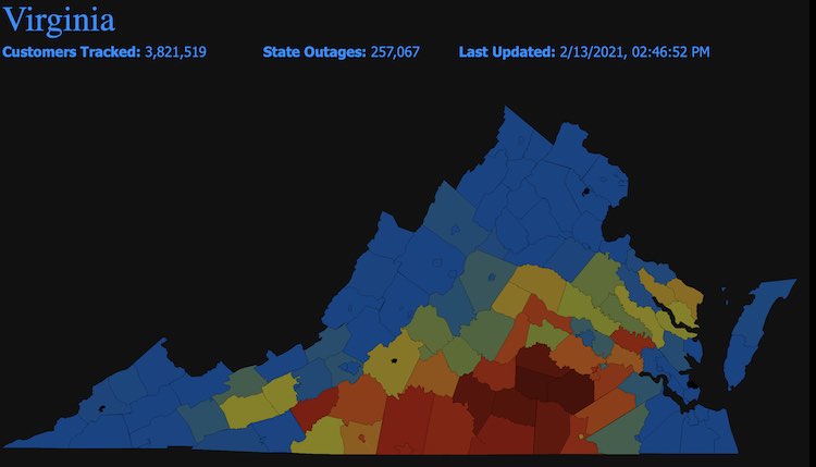 Februry 13 power outages virginia