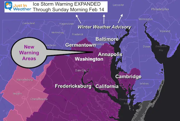 Ice Storm Warning Expanded Maryland February 13 2021