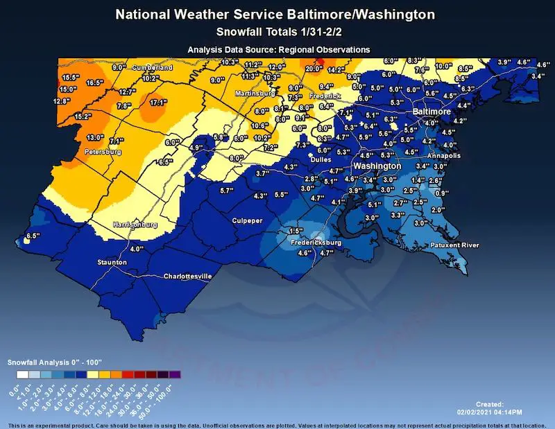 Snow Accumulation Map Hagerstown Md Snow