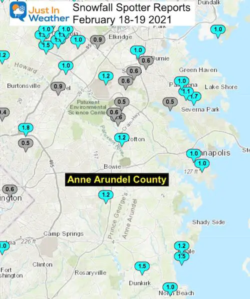 Snow Spotter Reports February 19 Maryland Anne Arundel