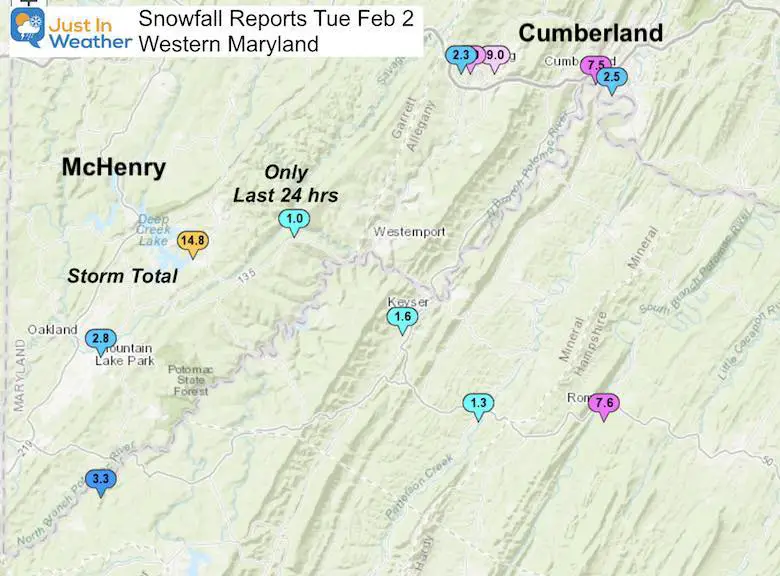 Snow Storm Ending Feb 2 Report Maryland Western Mountains