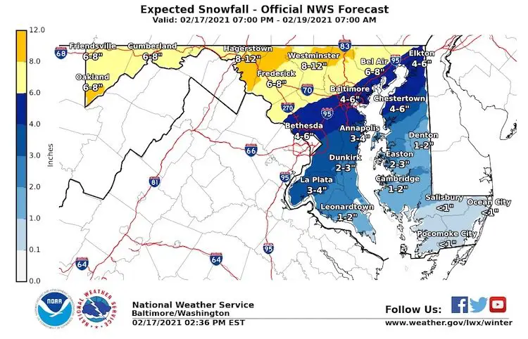 SnowForecastNWSMaryland_Feb18