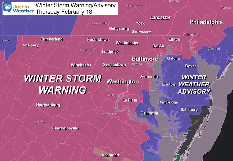 Winter Storm Warning Advisory February 18