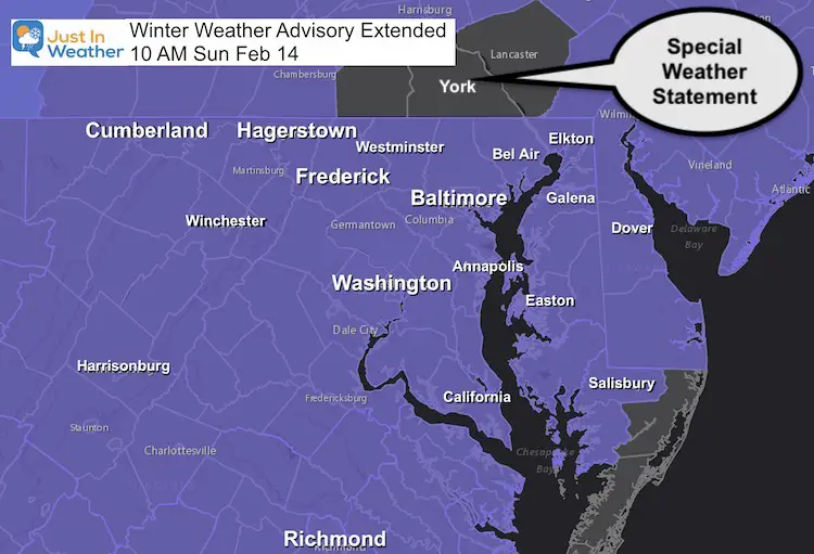 Winter Weather Advisory Extended February 14