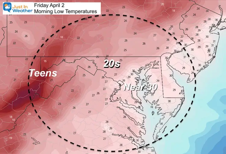 April 1 weather Friday morning temperatures