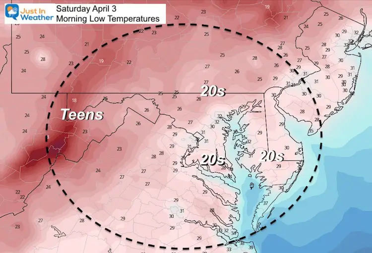 April 1 weather Saturday morning temperatures