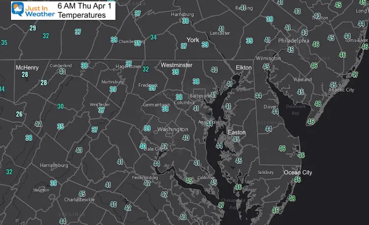 April 1 weather temperatures morning