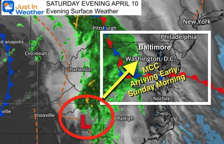 April 10 storm weather Saturday night MCC