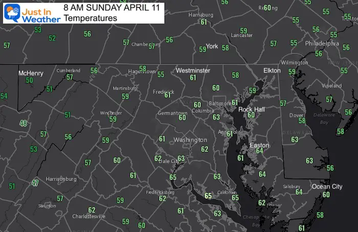 April 11 weather Sunday morning temperatures