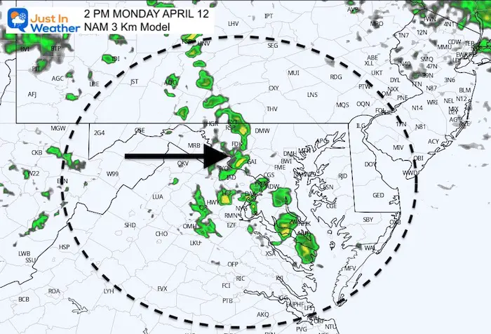 April 11 weather rain Monday afternoon