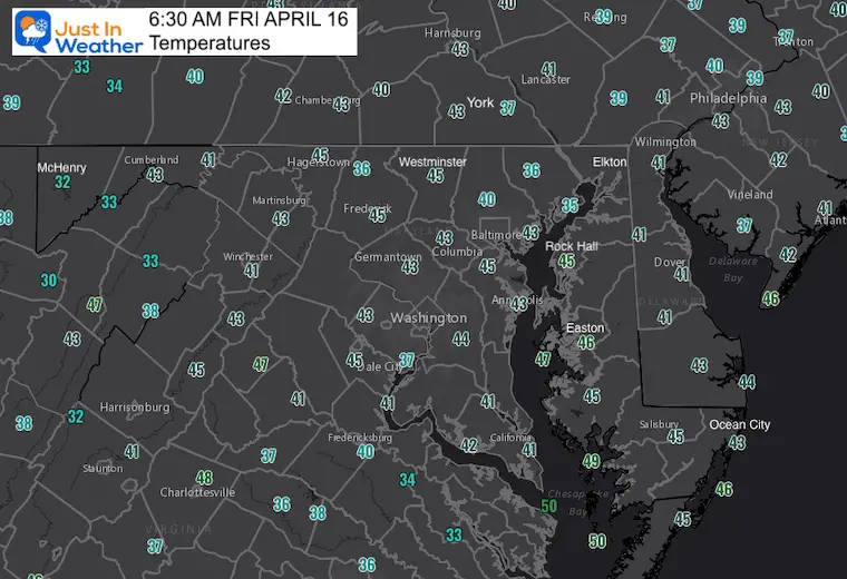 April 16 weather morning temperatures