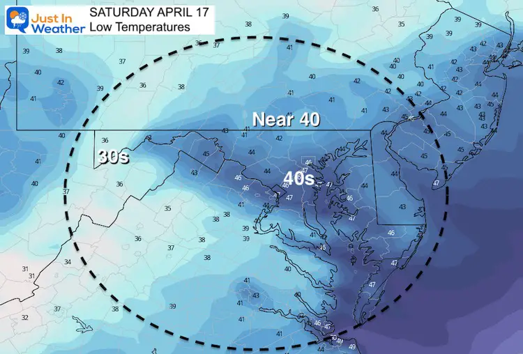 April 16 weather temperature Saturday morning