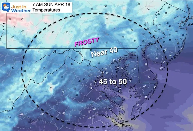 April 17 weather temperatures Sunday morning