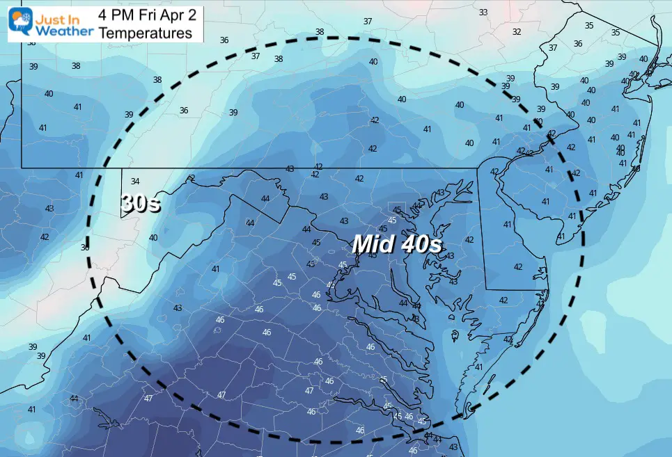 April 2 weather Friday afternoon temperatures