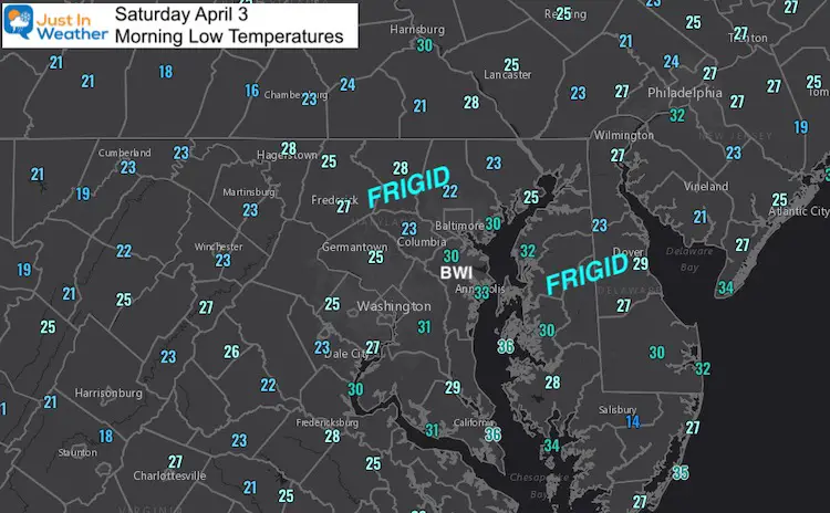 April 3 weather temperatures Saturday morning