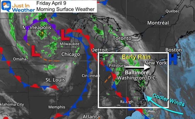 April 9 weather rain Friday morning