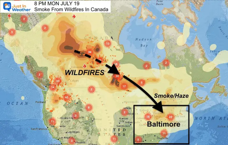 July_19_wildfires_canada_smoke_US_Monday_Evening