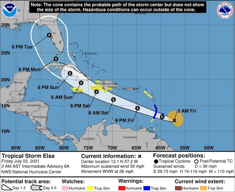 July_2_Tropical_Storm_Elsa_National_Hurricane_Center_forecast_track