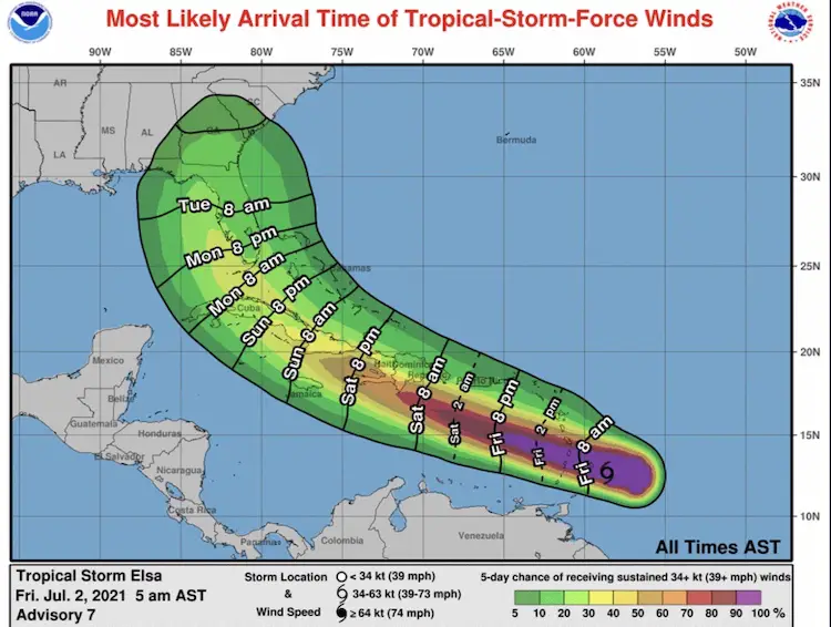 July_2_Tropical_Storm_Elsa_forecast_winds