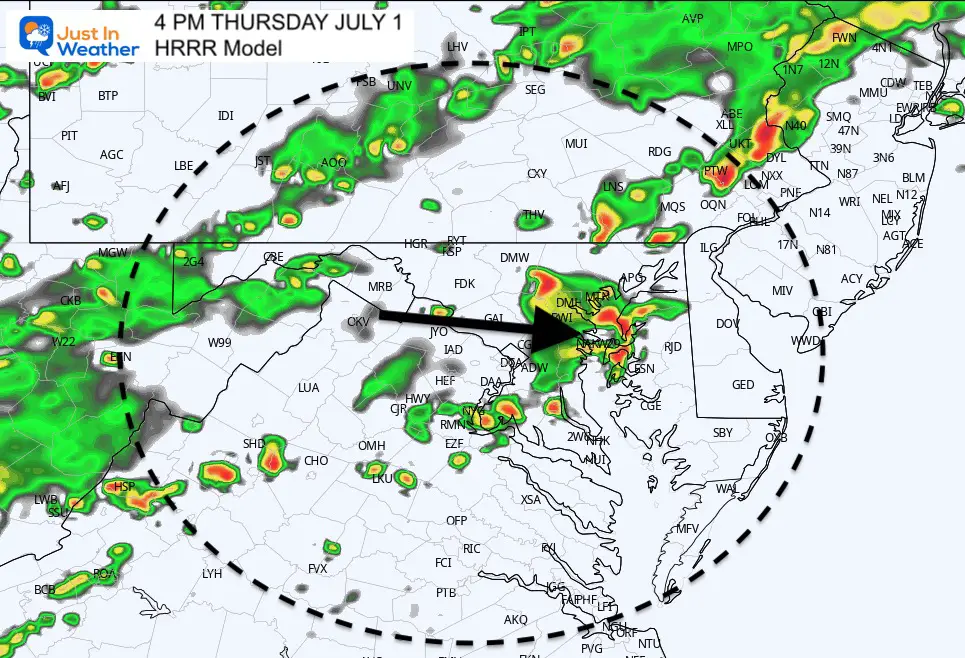 july_1_weather_rain_radar_Thursdsay_afternoon_HRRR