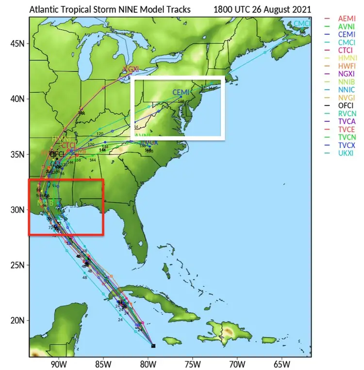 Tropical-Storm-Ida-Thursday-Evening-forecast-models